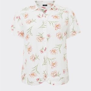 Torrid Floral Crepe Button Blouse